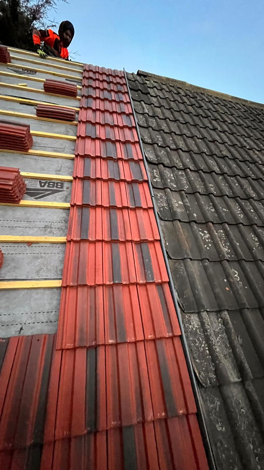 Concrete tile roof mid-strip — new BBA-approved membrane and battens