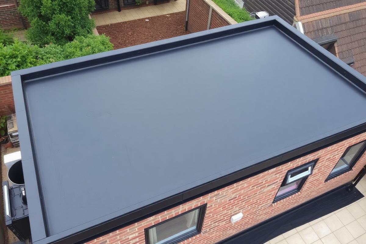 New flat roof — EPDM rubber installation